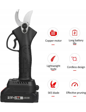 Sekator Elektryczny 2 Baterie 21V Akumulatorowe Nożyce Ogrodnicze Zestaw