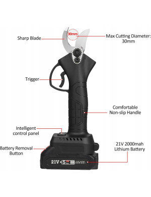 Sekator Elektryczny 2 Baterie 21V Akumulatorowe Nożyce Ogrodnicze Zestaw