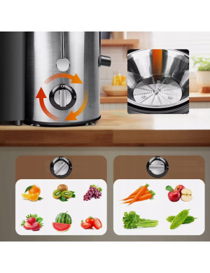 Profesjonalna Sokowirówka Nierdzewna Wysokoobrotowa do Owoców 800W - Szara