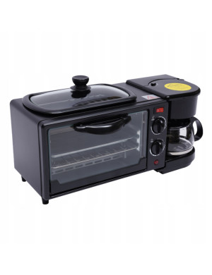 Mini Piekarnik Opiekacz Elektryczny 3W1+ Ekspres Do Kawy Mocny Wolnostojący