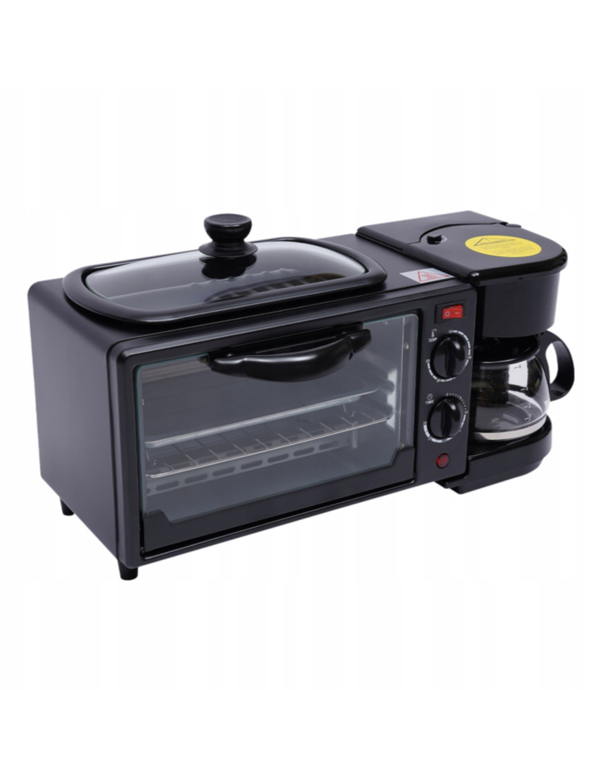 Mini Piekarnik Opiekacz Elektryczny 3W1+ Ekspres Do Kawy Mocny Wolnostojący