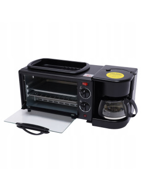 Mini Piekarnik Opiekacz Elektryczny 3W1+ Ekspres Do Kawy Mocny Wolnostojący