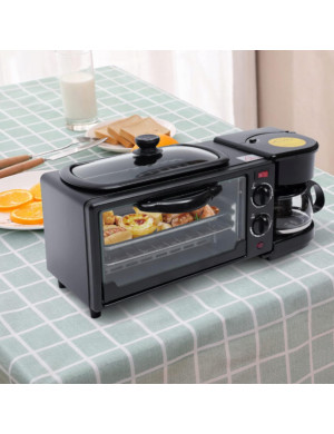 Mini Piekarnik Opiekacz Elektryczny 3W1+ Ekspres Do Kawy Mocny Wolnostojący