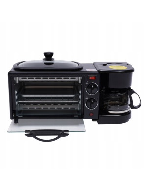 Mini Piekarnik Opiekacz Elektryczny 3W1+ Ekspres Do Kawy Mocny Wolnostojący