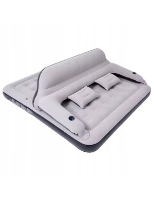 MATERAC DMUCHANY PODWÓJNY ŁÓŻKO ZAPASOWE KEMPING Z OPARCIEM QUEEN SIZE