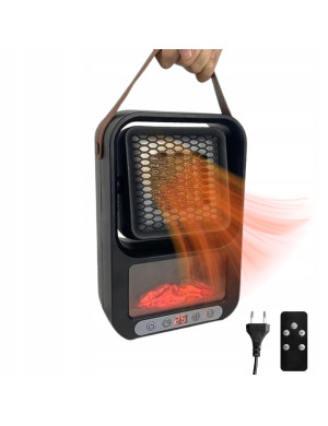 Przenośny grzejnik elektryczny z kominkiem LED| Pilot w zestawie