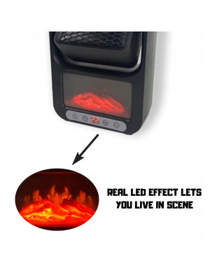 Przenośny grzejnik elektryczny z kominkiem LED| Pilot w zestawie