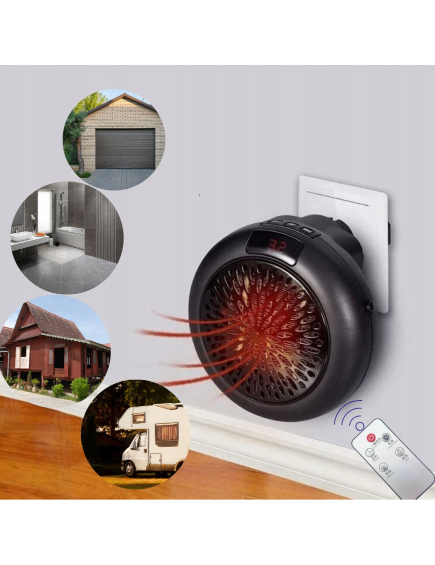 Mini Grzejnik Ścienny 900W z Pilotem - Kompaktowe i Wydajne