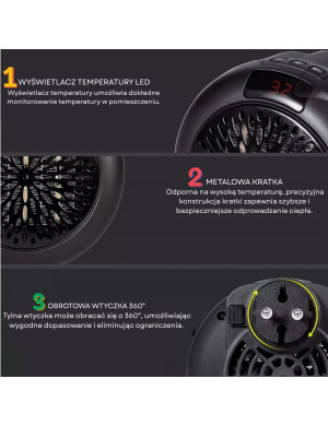 Mini Grzejnik Ścienny 900W z Pilotem - Kompaktowe i Wydajne