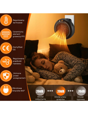 Mini Grzejnik Ścienny 900W z Pilotem - Kompaktowe i Wydajne