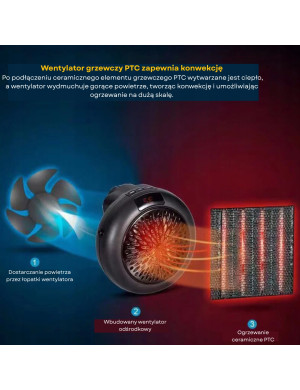 Mini Grzejnik Ścienny 900W z Pilotem - Kompaktowe i Wydajne