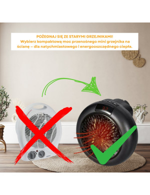 Mini Grzejnik Ścienny 900W z Pilotem - Kompaktowe i Wydajne